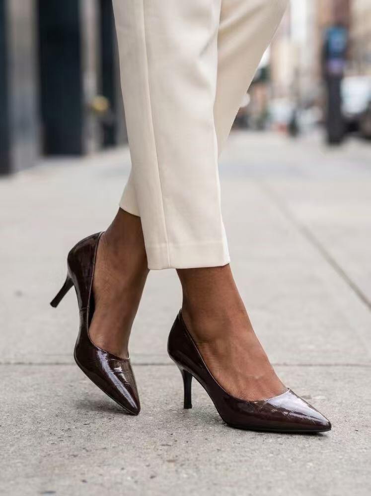 Mayorista Cink Me - Zapatos de tacón de aguja brillantes con estampado de cocodrilo