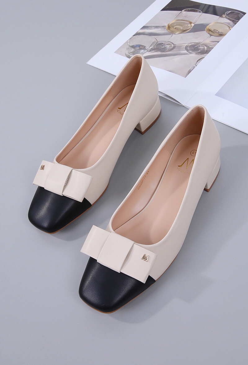 Wholesaler Cink Me - Two -color pumps with imitation knot