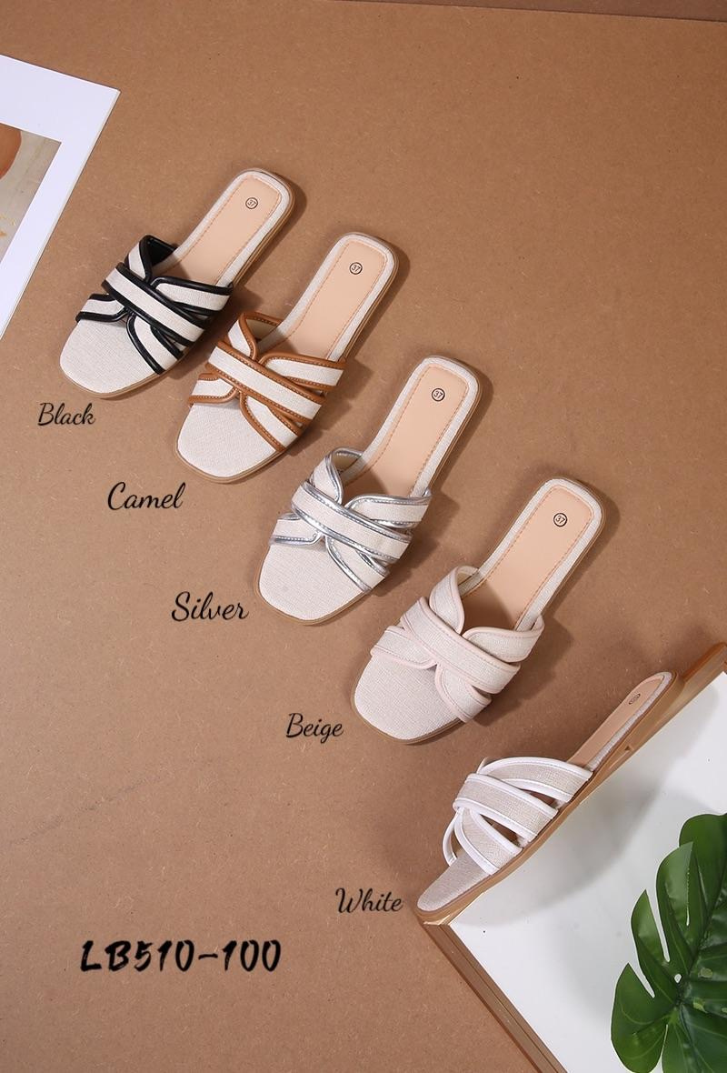 Mayorista Cink Me - Mules planos multitiras con borde de color y cruce