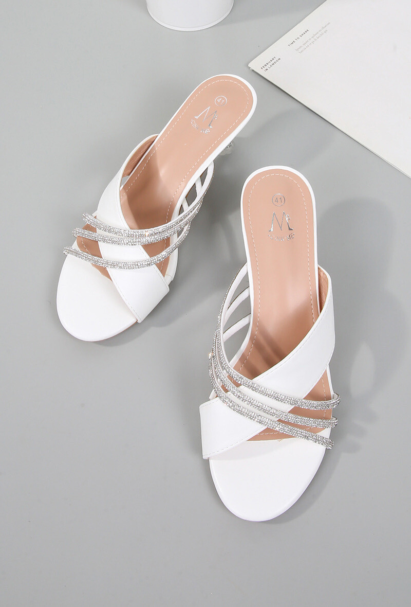 Wholesaler Cink Me - Heel mules with imitation flanges and crossed rhinestones