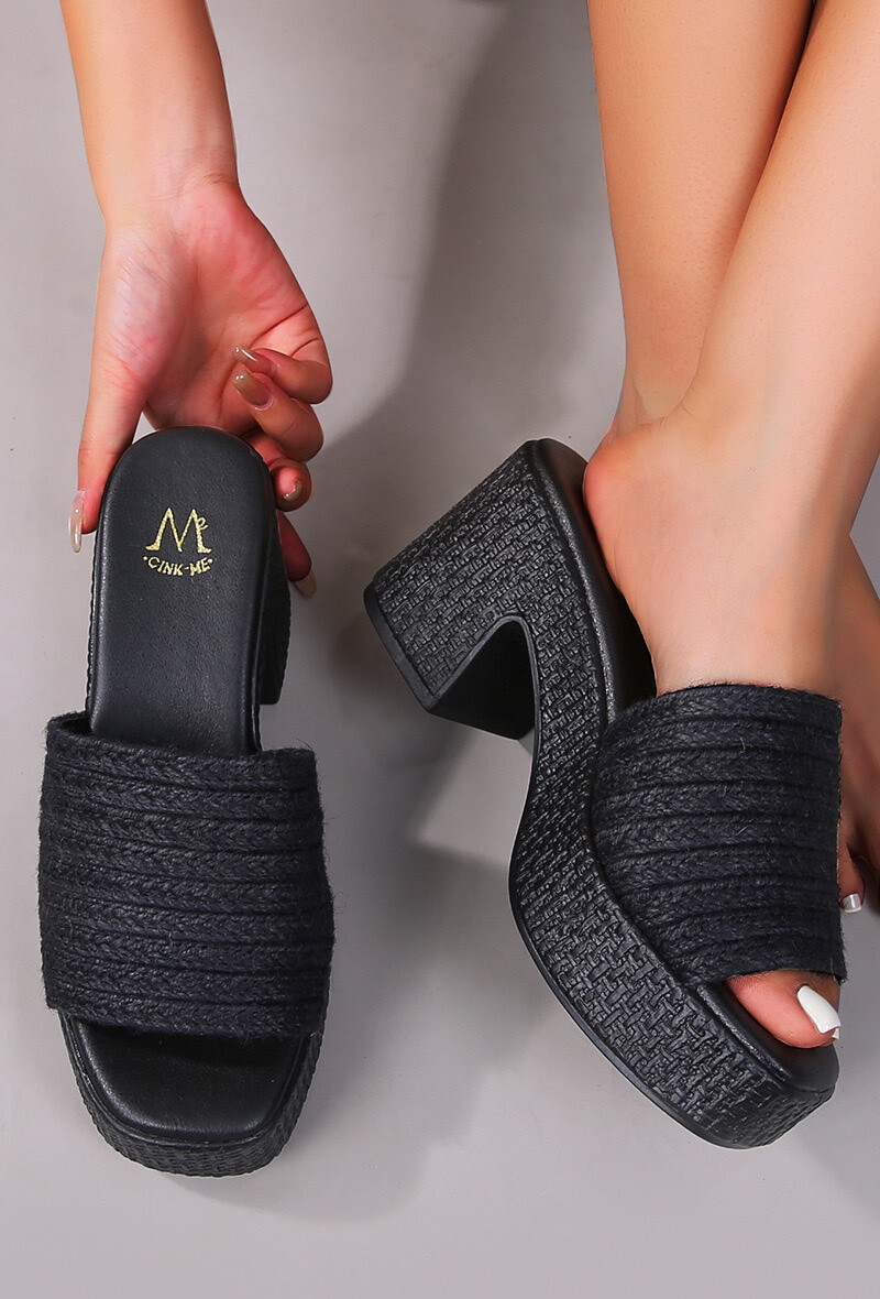 Grossiste Cink Me - Mules à bride, talon et plateforme façon corde tressée