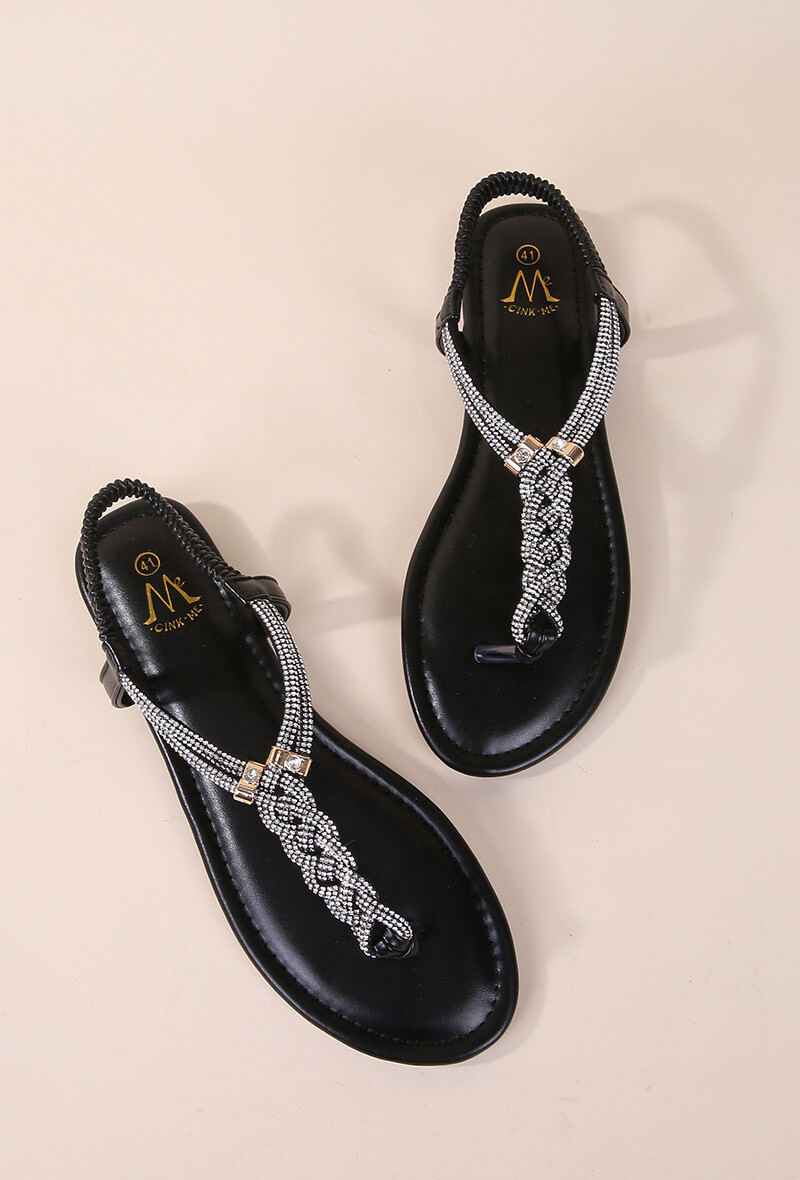 Wholesaler Cink Me - Flat Mules with Enteil Enimile with braided flange rhinestones