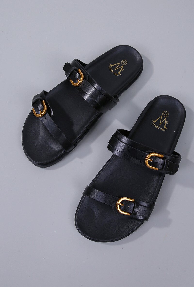 Wholesaler Cink Me - Flat mulled mules with flanges with adjustable round loops to passing
