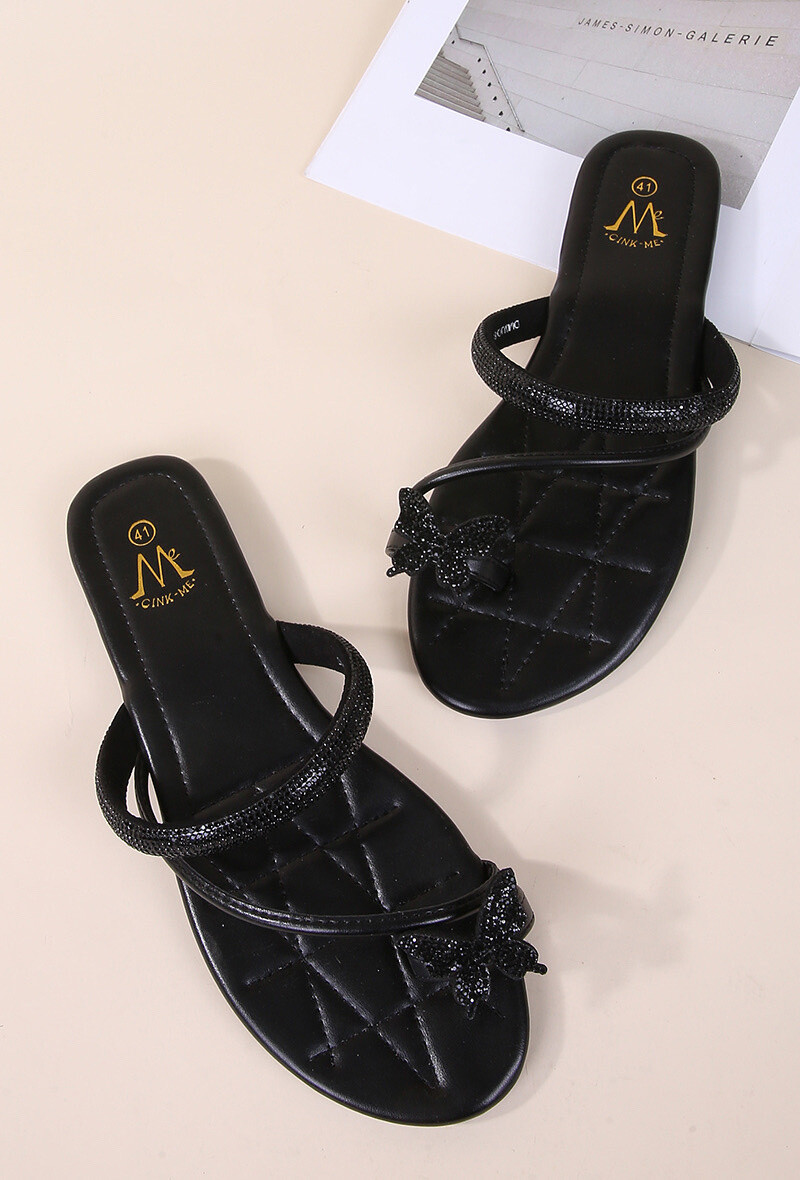 Wholesaler Cink Me - Flat Mules with toe loop with butterfly and rhinestones