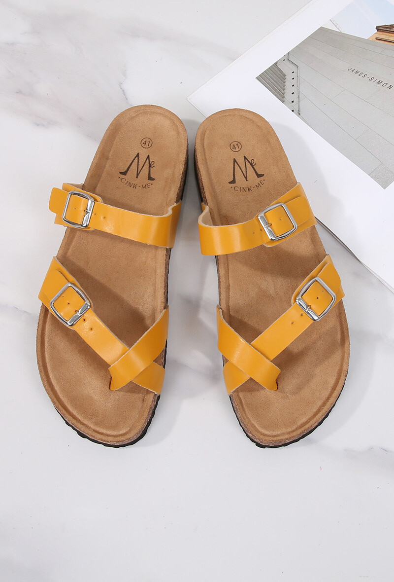 Wholesaler Cink Me - Mules with toe loop and cork effect sole with adjustable loop flanges