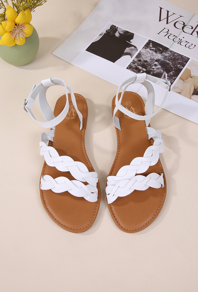 Wholesaler Cink Me - Flat sandals with twisted flanges and ankle bridle with adjustable loop