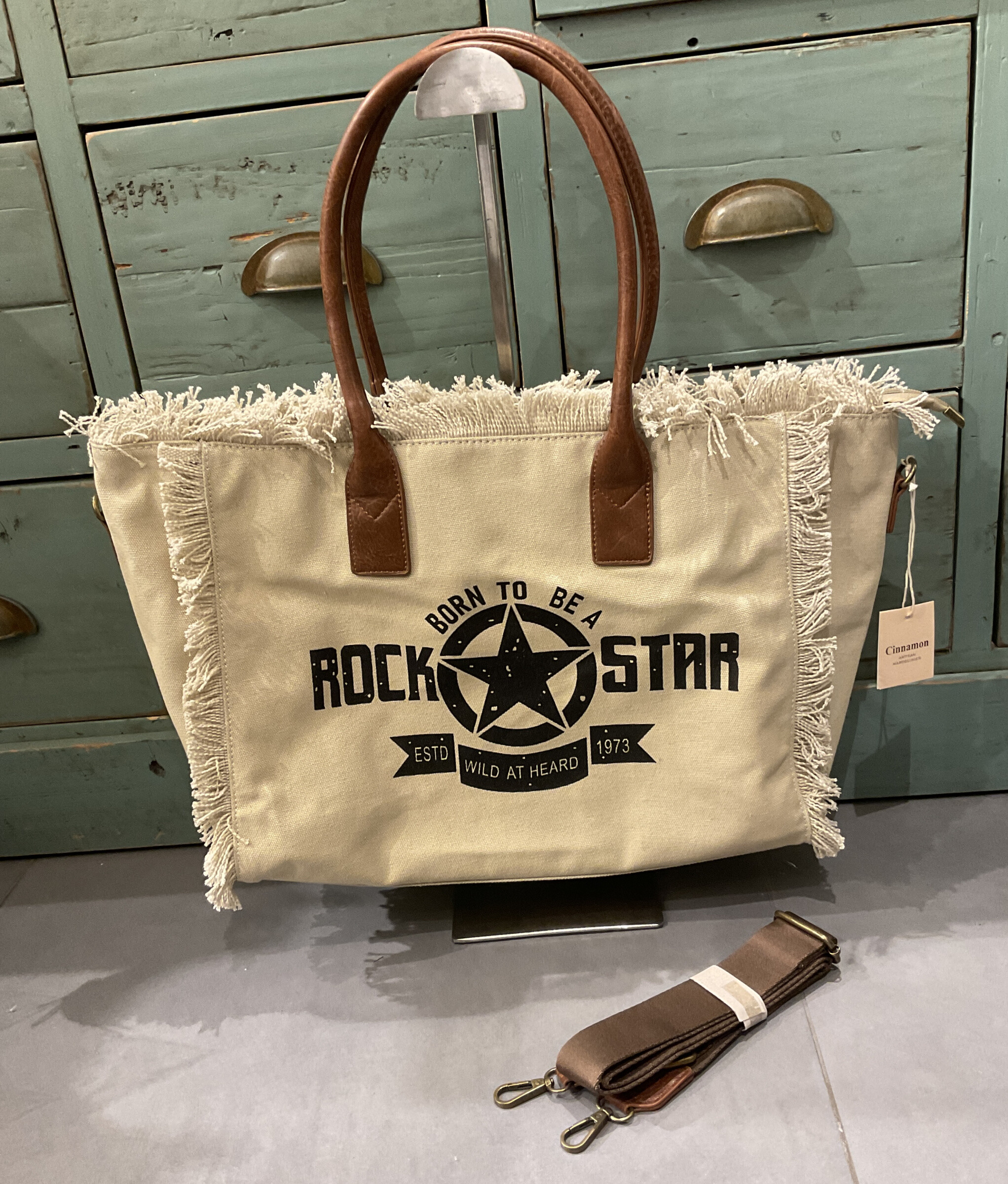 Mayorista CINNAMON - Bolso shopper estampado ROCK STAR