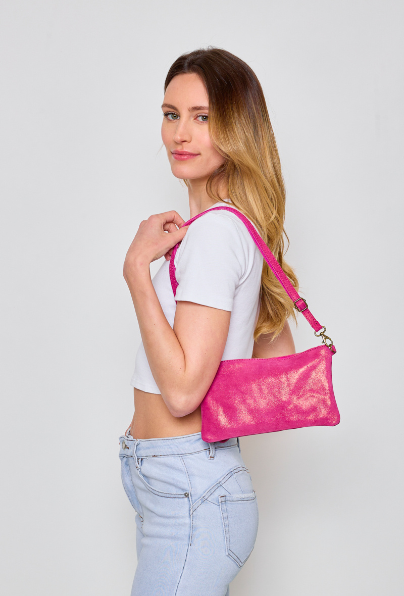 Mayorista CINNAMON - Clutch con bandolera con purpurina
