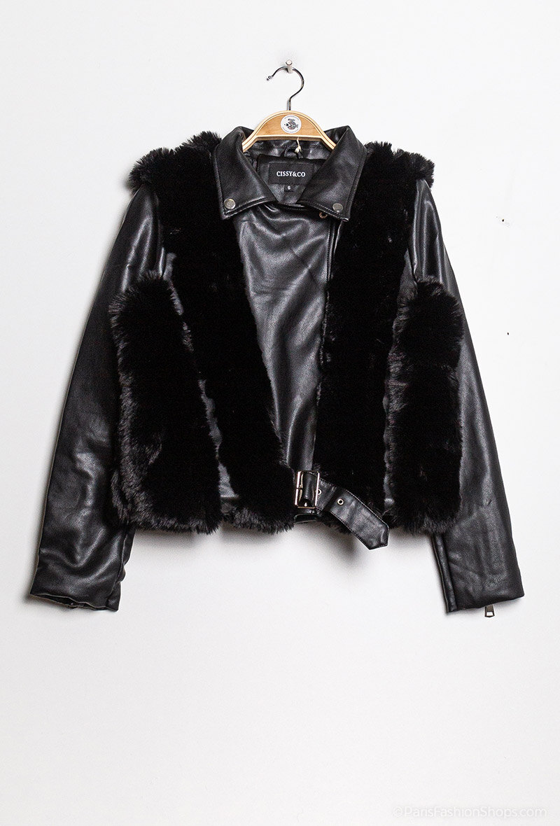 Wholesaler Cissy & Co - Bimaterial biker jacket