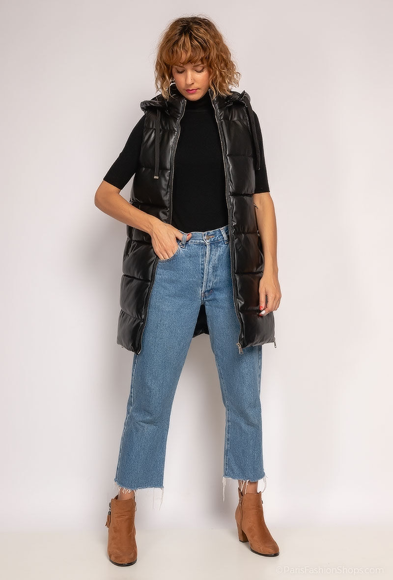 Wholesaler Cissy & Co - Faux leather puffer jacket with zippers