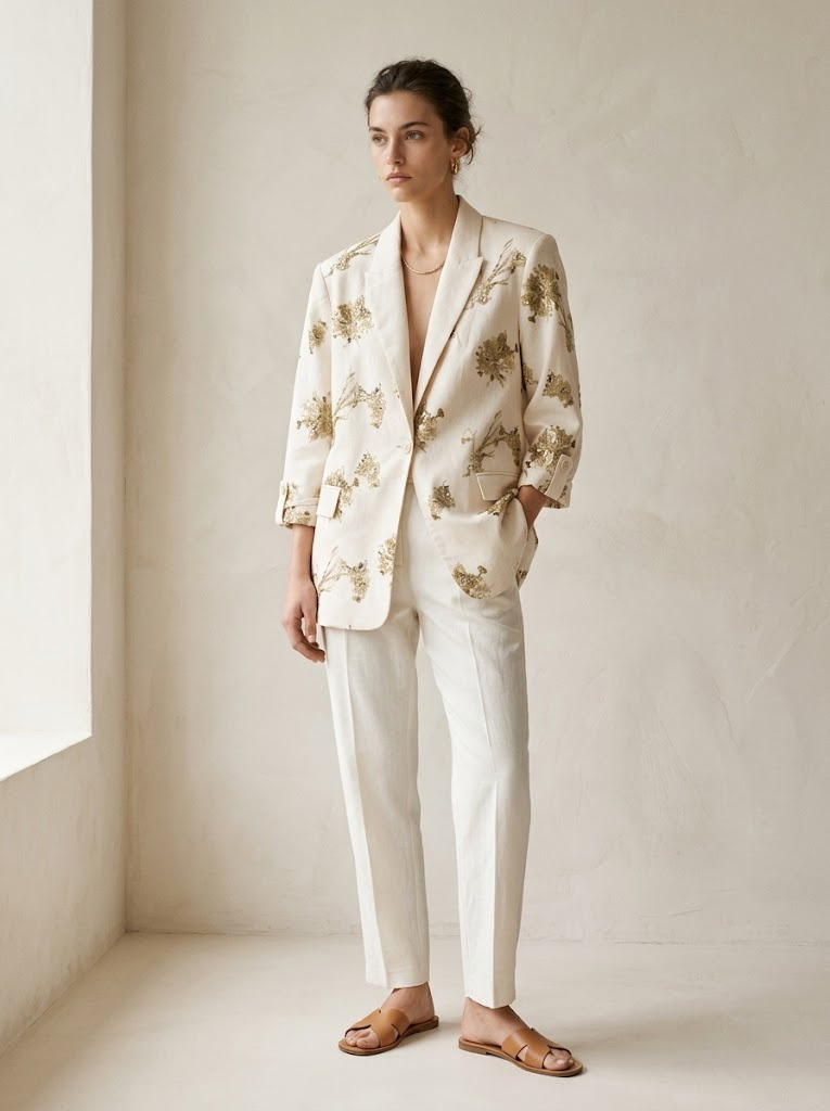 Wholesaler CIVICO 1 - Women's Blazer with Floral Embroidery and Sequins