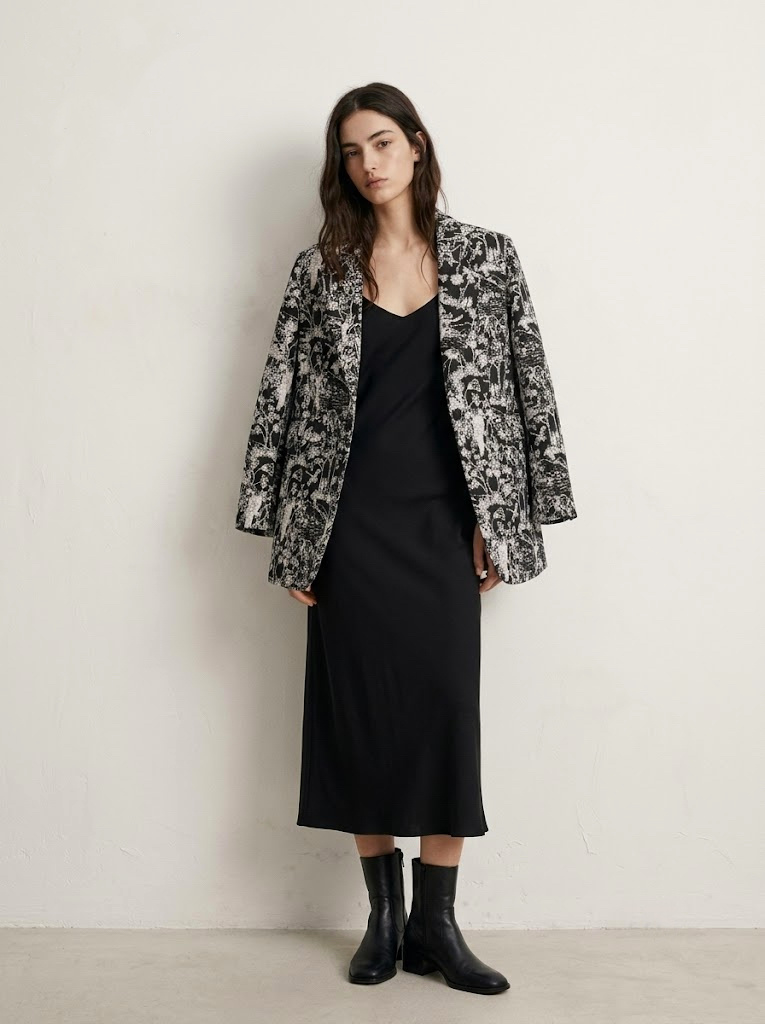 Wholesaler CIVICO 1 - Women's floral jacquard single-breasted blazer with classic lapel
