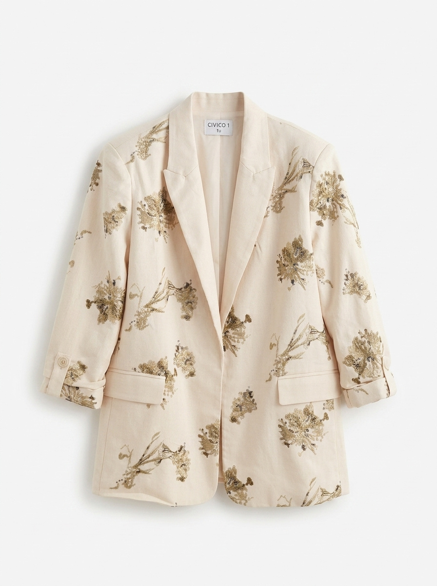 Wholesaler CIVICO 1 - Women's Blazer with Floral Embroidery and Sequins