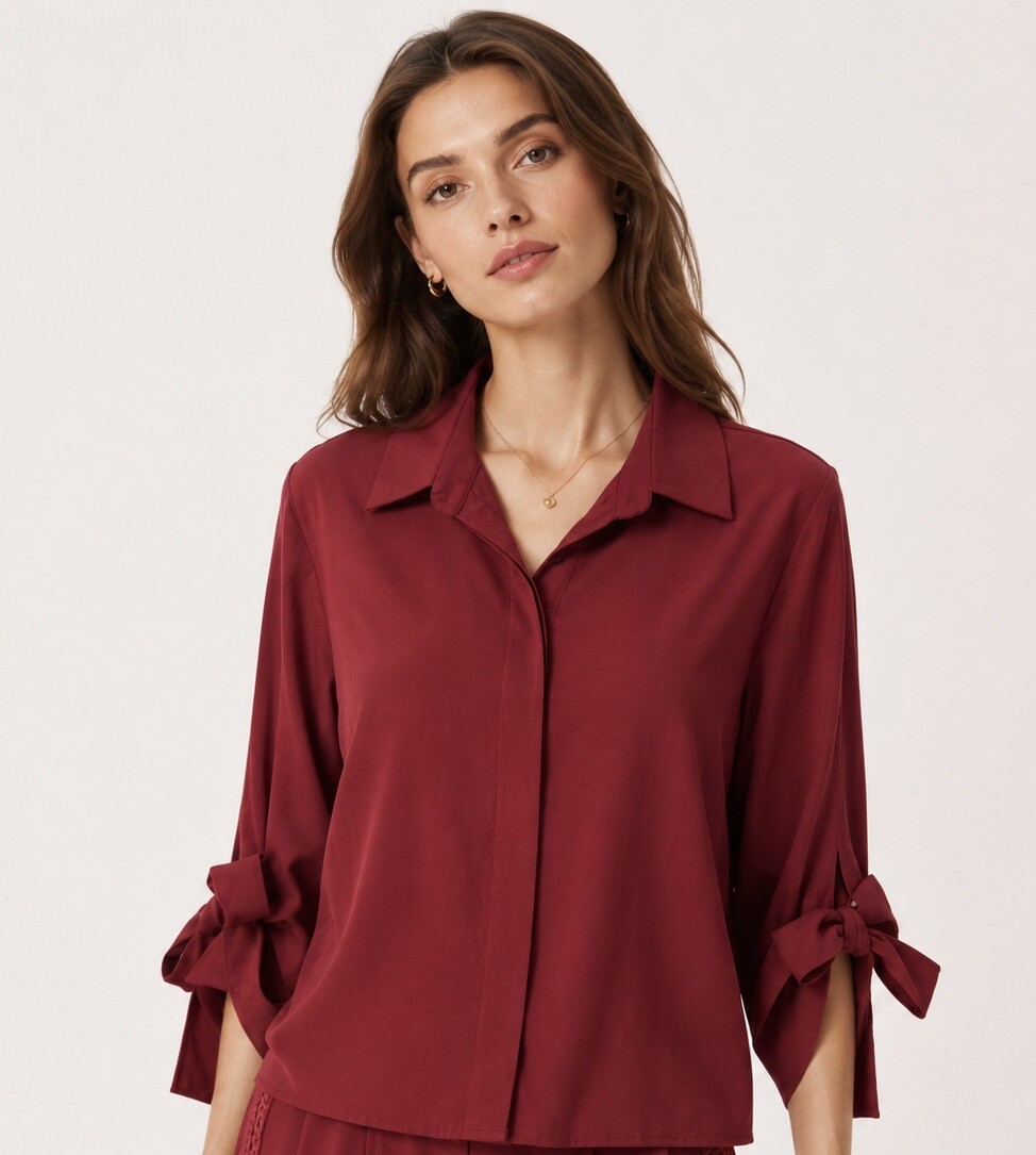 Mayorista CIVICO 1 - Blusa de mujer estilo minimalista con detalle de lazo en las mangas