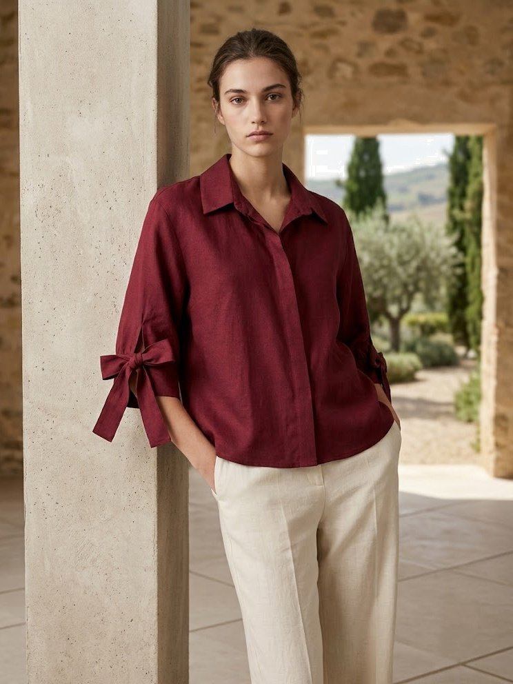 Grossiste CIVICO 1 - Blouse femme style minimaliste avec détail nœud sur les manches