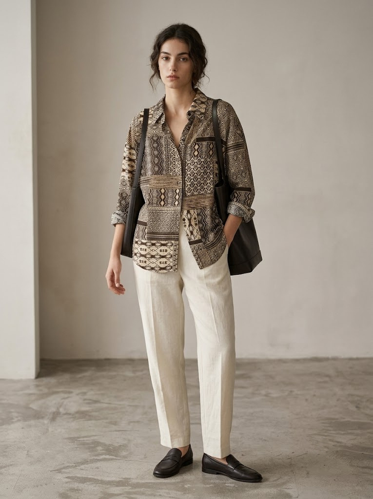 Wholesaler CIVICO 1 - Women's Shirt with Multicolor Geometric Pattern