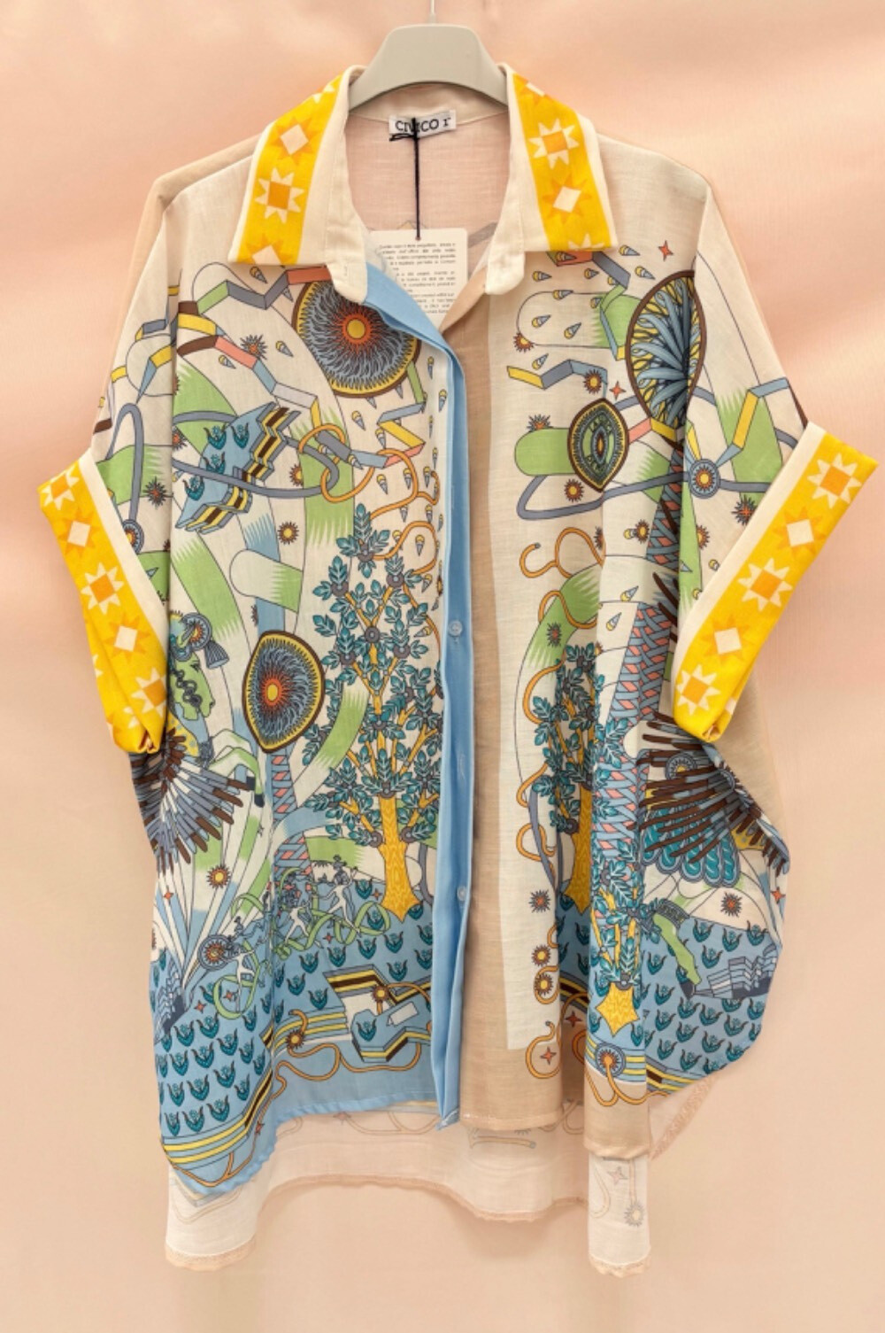 Grossista CIVICO 1 - TAGLIA GRANDE CAMICIA OVERSIZE STAMPA FANTASIA