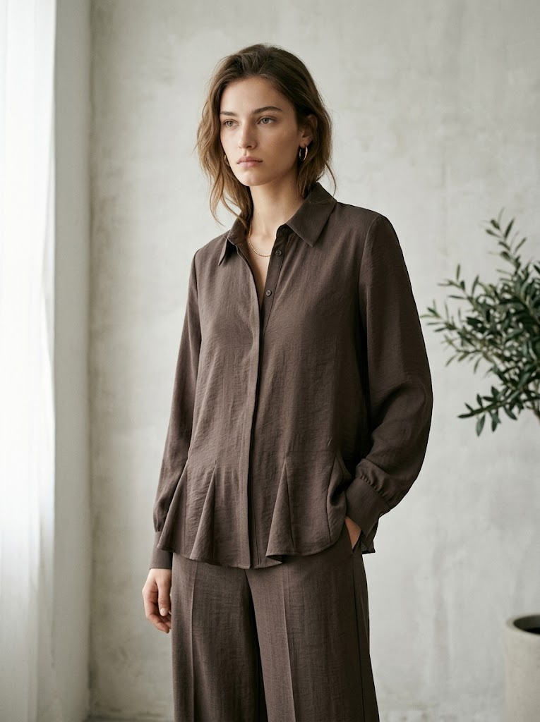 Wholesaler CIVICO 1 - Elegant Women's Shirt with Collar and Flared Hem