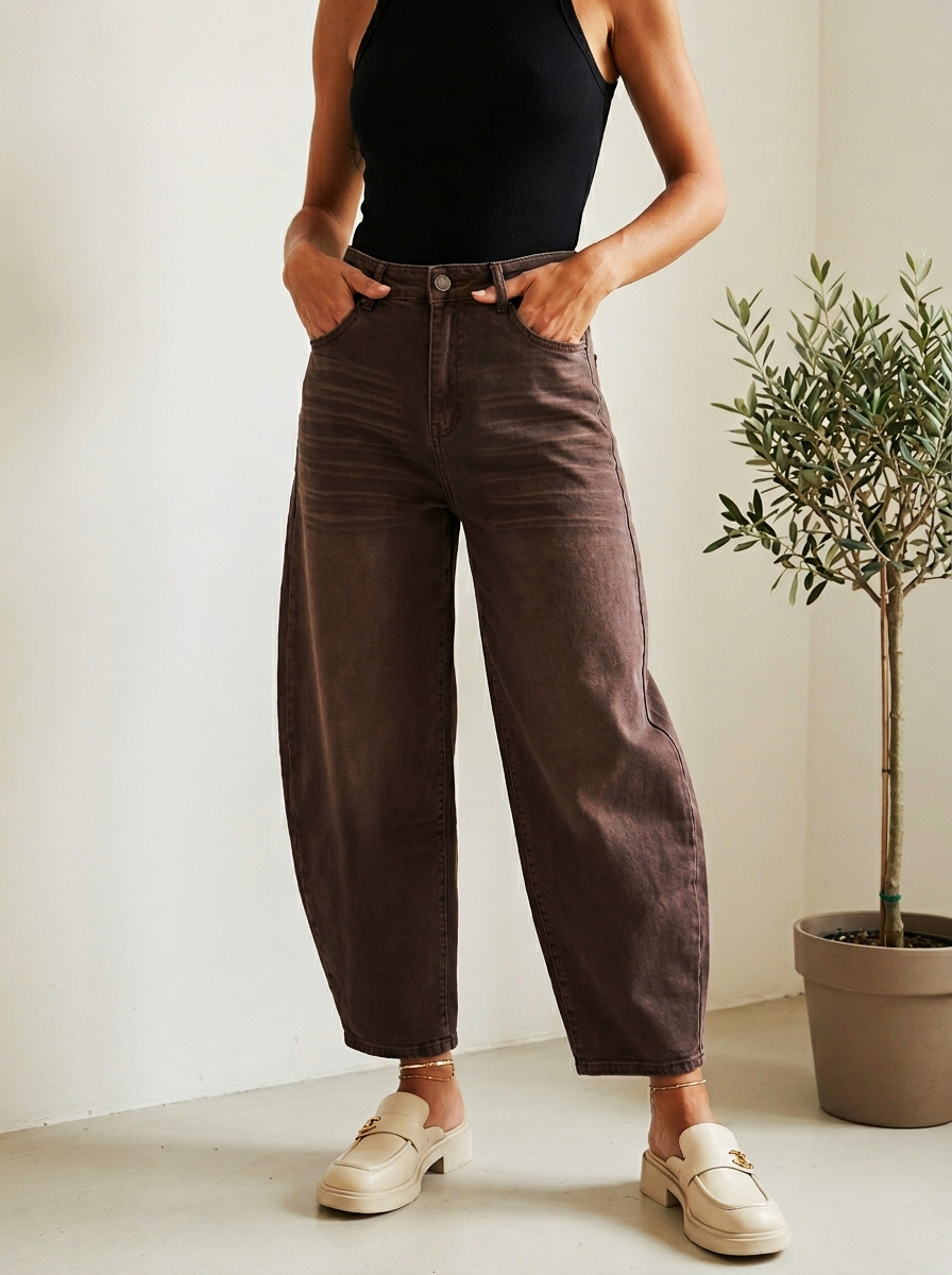 Wholesaler CIVICO 1 - Women's balloon fit high-waisted jeans – washed denim style
