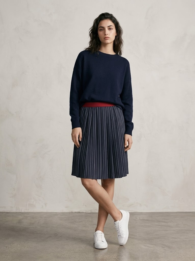Grossista CIVICO 1 - Gonna Plissettata Donna a Righe con Vita Elastica Sport Chic