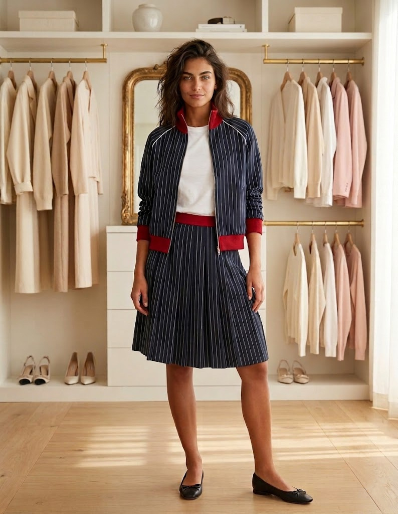Grossista CIVICO 1 - Gonna Plissettata Donna a Righe con Vita Elastica Sport Chic