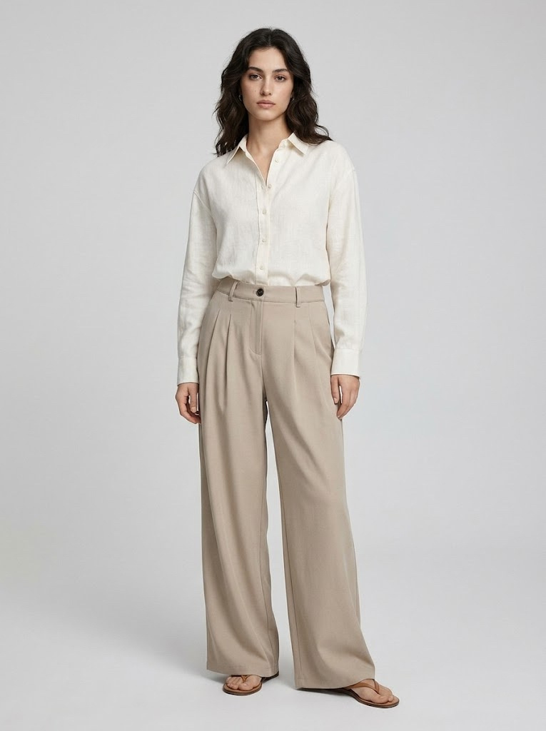 Wholesaler CIVICO 1 - Elegant women's high-waisted wide-leg fluid trousers