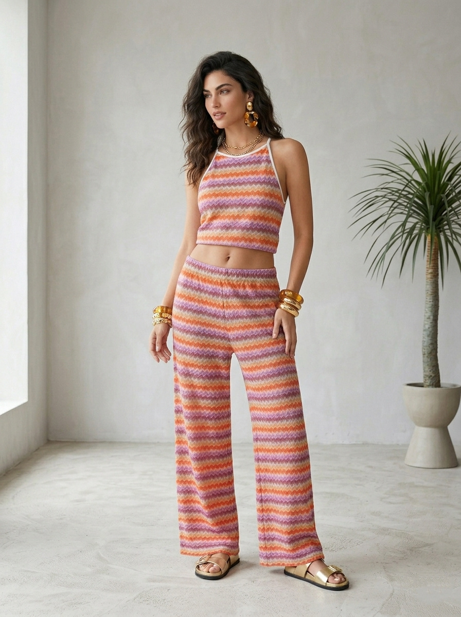 Mayorista CIVICO 1 - Pantalones de Mujer Elásticos Estampado Colorido Pantalones Anchos de Verano