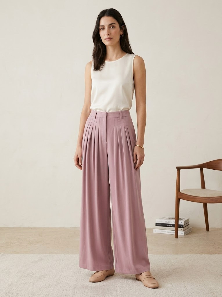 Wholesaler CIVICO 1 - Women's high-waisted palazzo pants – with pleats – wide leg – elegant style
