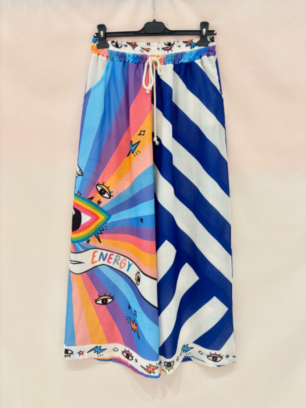 Grossista CIVICO 1 - PANTALONE FIORI ELASTICO TAGLIA GRANDE OVERSIZE STAMPA FANTASIA