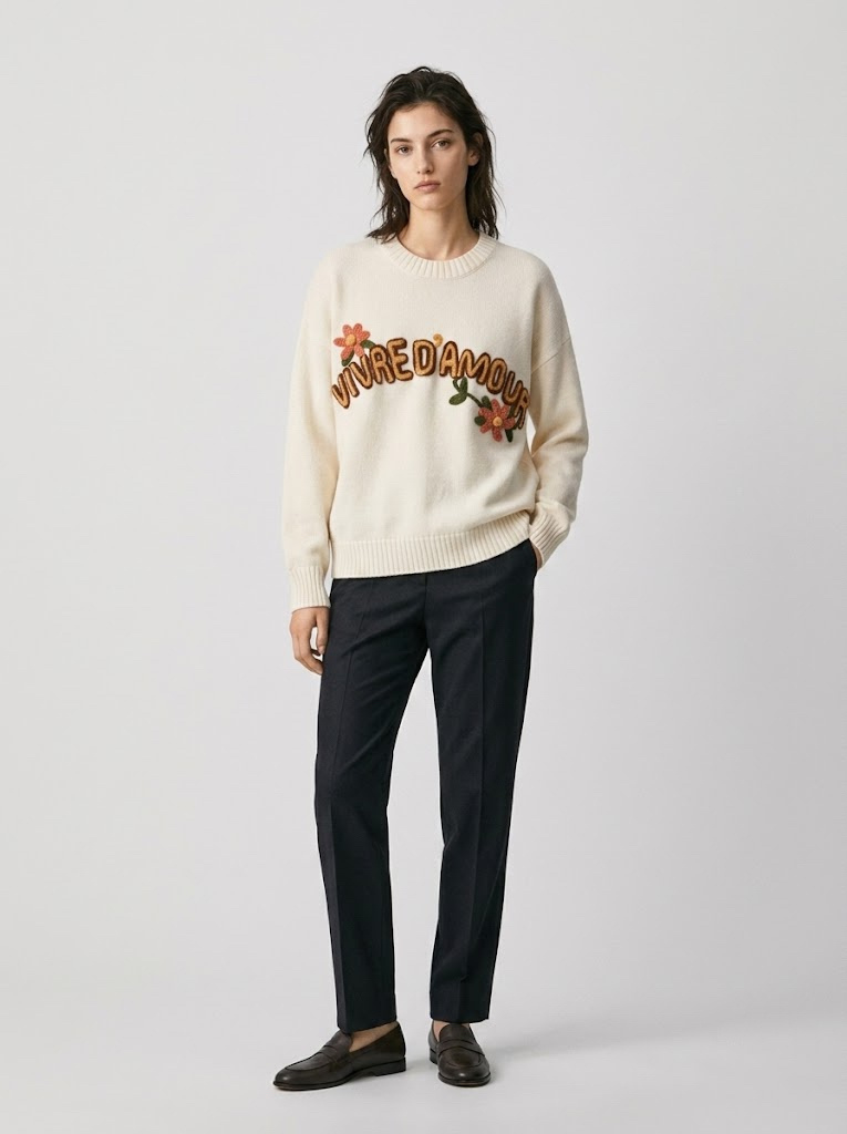 Wholesaler CIVICO 1 - Crew neck sweater with floral embroidery