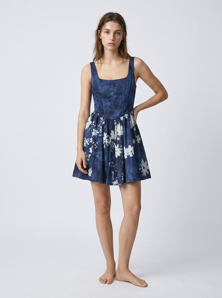 Wholesaler CIVICO 1 - Women's short floral tie-dye dress with structured bodice