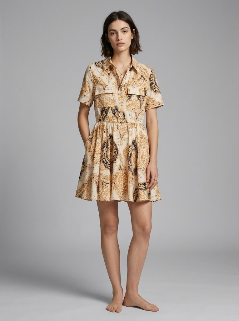 Mayorista CIVICO 1 - Vestido corto con estampado de cachemira – estilo boho chic veraniego