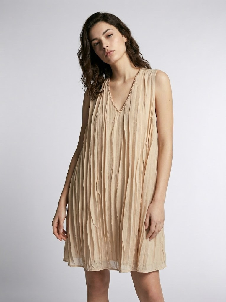 Wholesaler CIVICO 1 - Women's Oversize Dress with V-Neck Decorated with Beads, Sleeveless Elegant Top