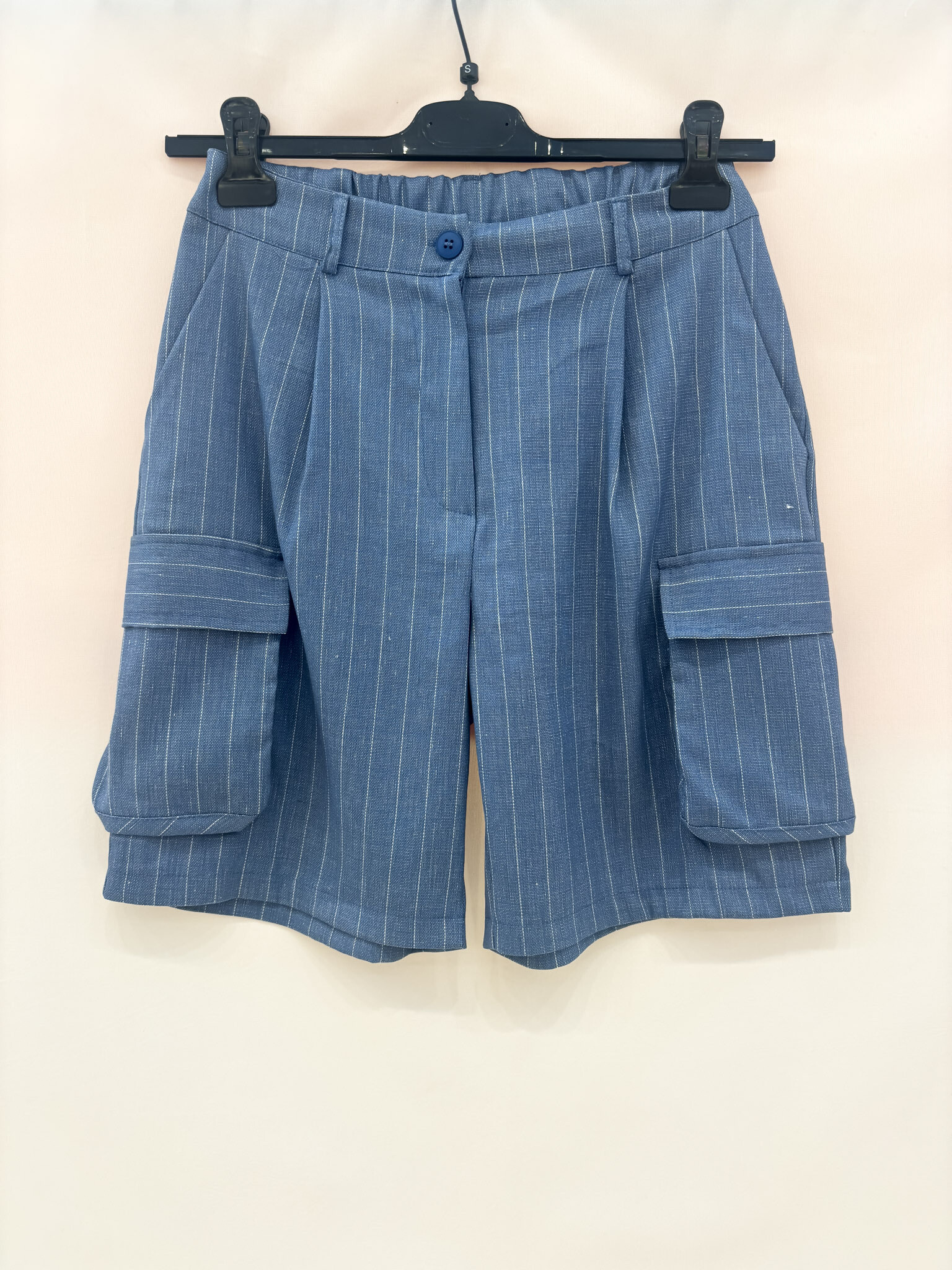 Großhändler CIVICO 1 - LEINEN WEITE BEIN GESTREIFTE CARGO SHORTS MIT TASCHE