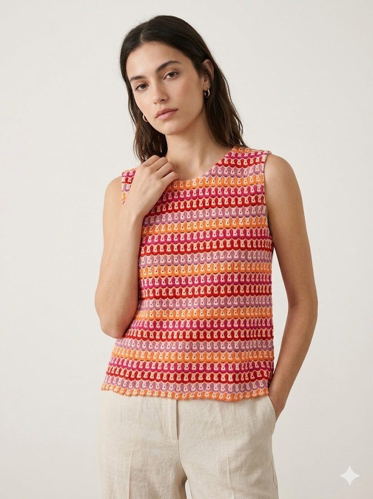 Wholesaler CIVICO 1 - Women's Multicolored Knitted Top Retro Summer Style