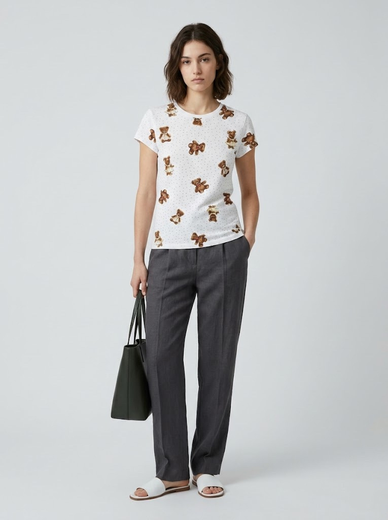 Wholesaler CIVICO 1 - Women's T-shirt Teddy Bear Print Young Fashion Summer
