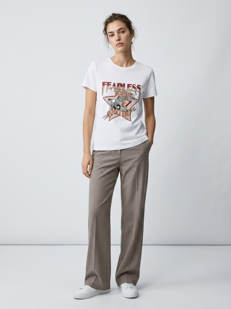 Mayorista CIVICO 1 - Camiseta mujer Fearless Tour estilo rock con águila y strass