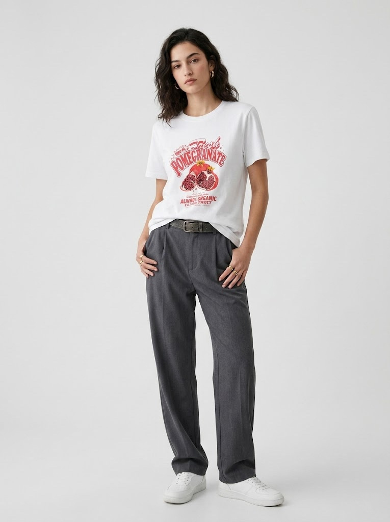 Wholesaler CIVICO 1 - Women's pomegranate print T-shirt with rhinestones