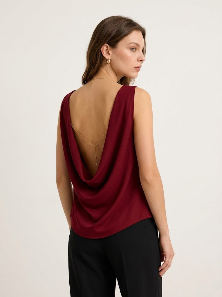 Wholesaler CIVICO 1 - Women's Top with Draped Back and Chain