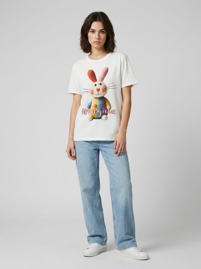 Wholesaler CIVICO 1 - Women's T-shirt with Rabbit and Printed Text Casual Short Sleeve Summer Top
