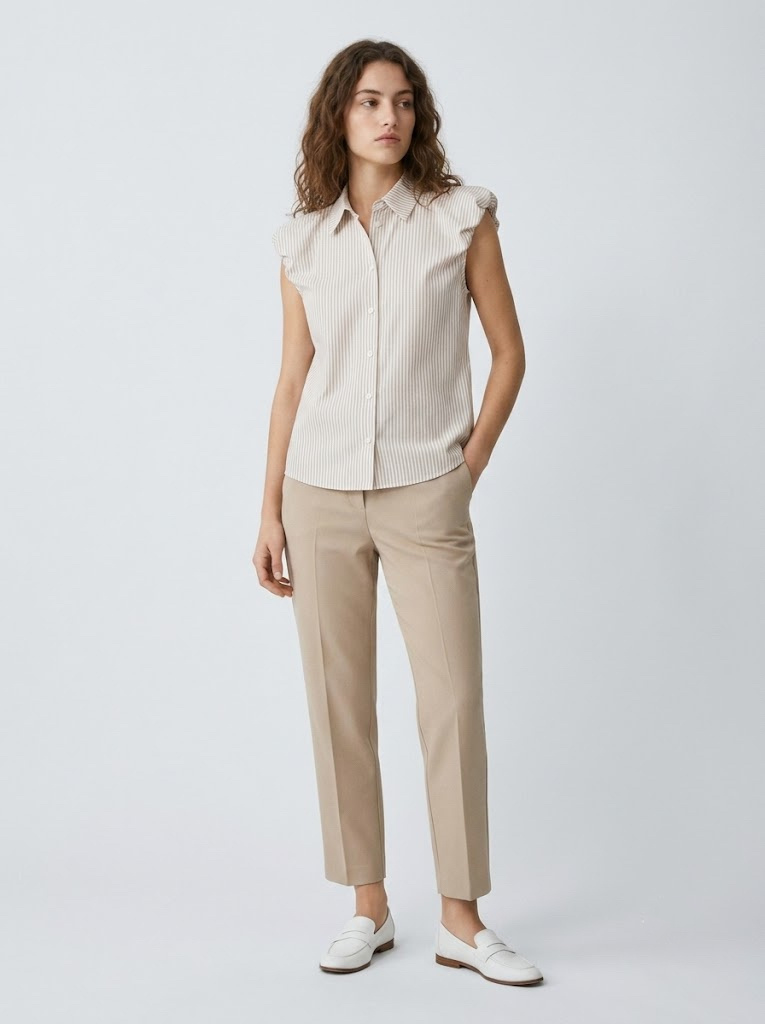 Grossista CIVICO 1 - Camicia donna con maniche effetto volant