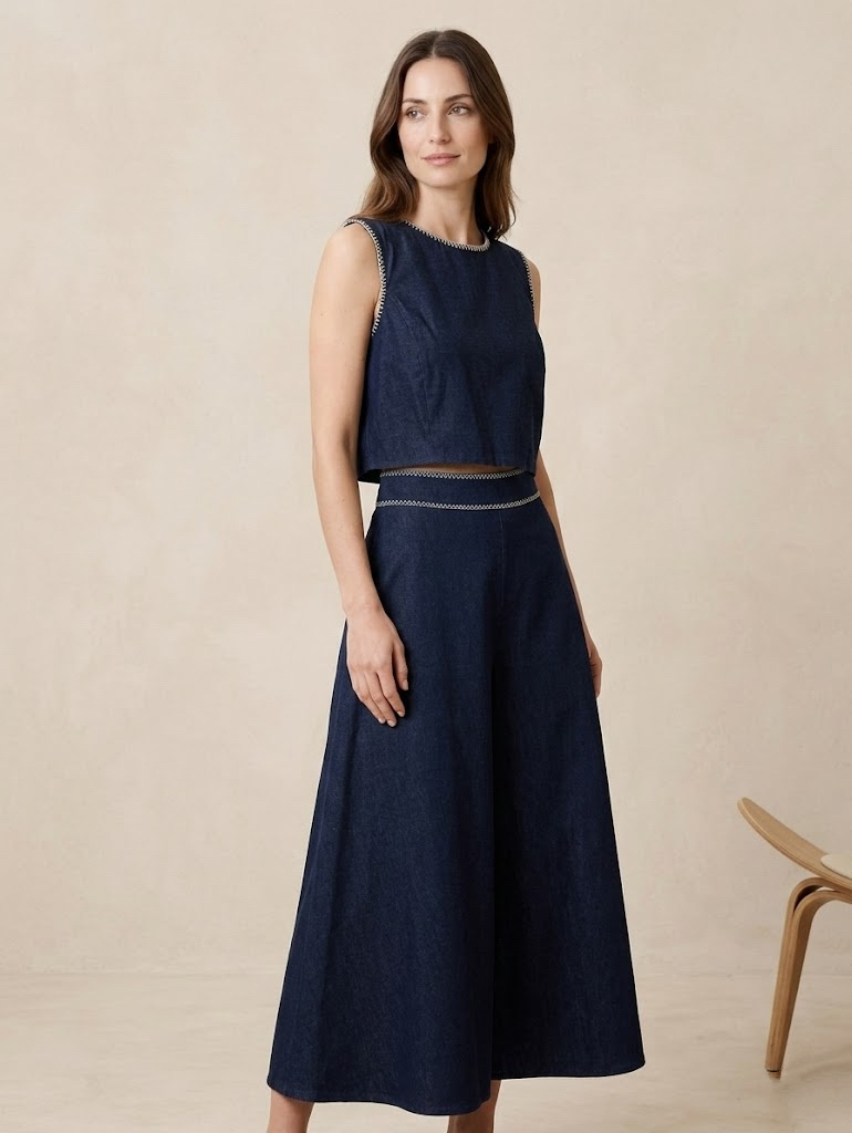 Grossista CIVICO 1 - Top corto donna senza maniche blu girocollo top estivo casual