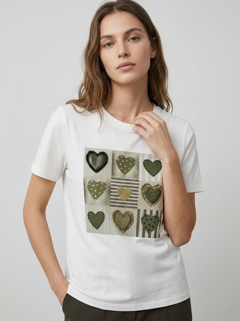 Mayorista CIVICO 1 - Camiseta Mujer con Estampado de Corazones Casual Ancha Manga Corta Verano