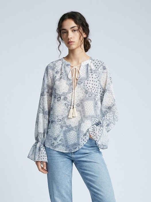 Mayorista CIVICO 1 - Blusa boho para mujer con estampado étnico y cordones