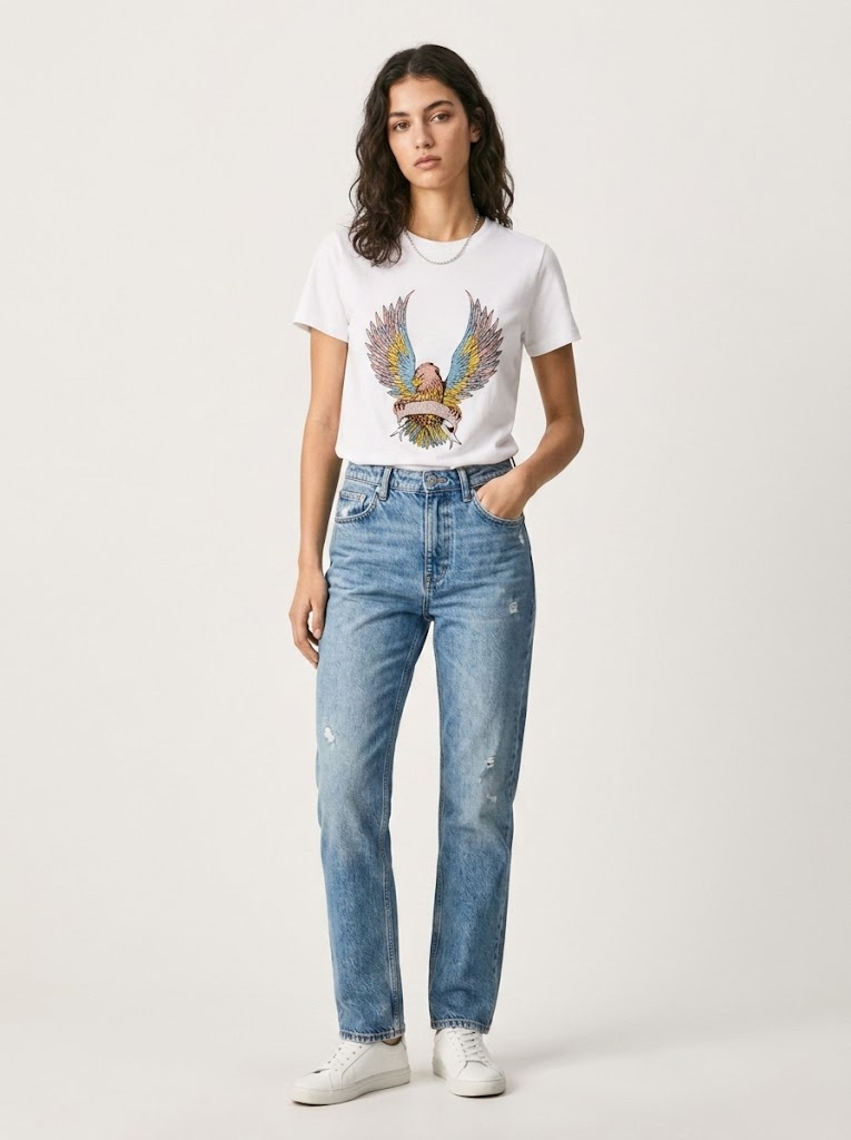 Wholesaler CIVICO 1 - Women's t-shirt with graphic eagle and rhinestones