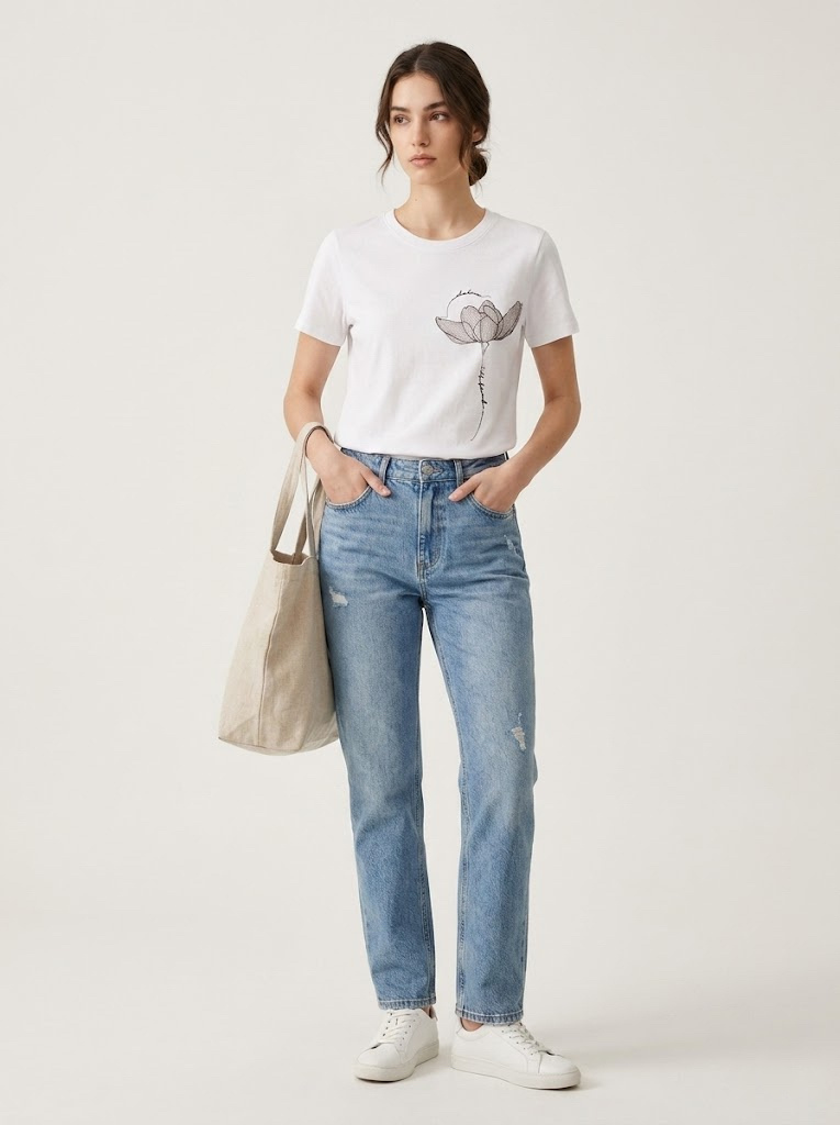 Mayorista CIVICO 1 - Camiseta de mujer con diseño floral gráfico y strass rosas