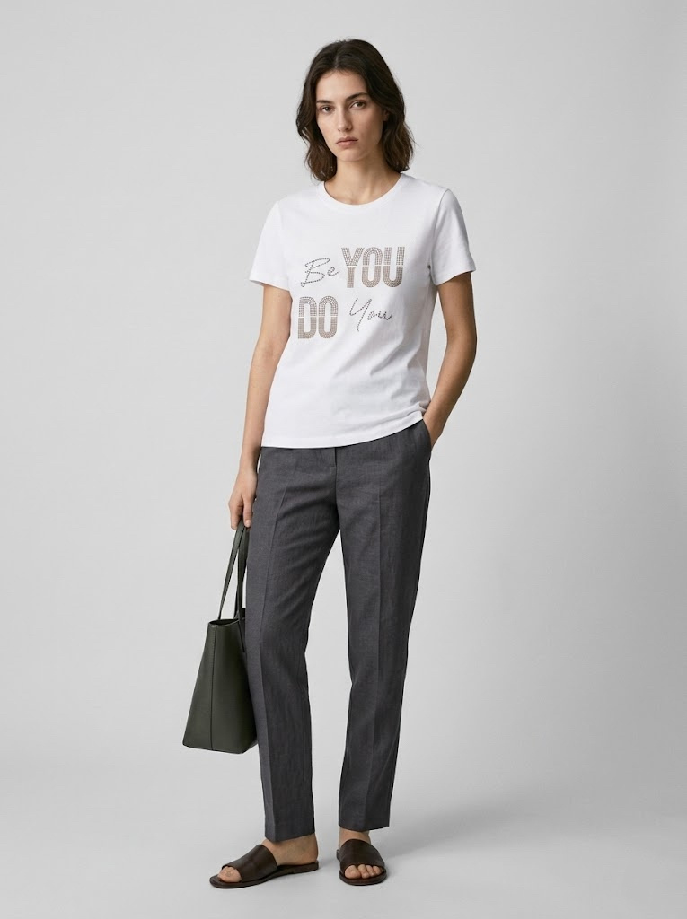 Wholesaler CIVICO 1 - Women's T-shirt "Be You Do You" with glamorous rhinestone lettering