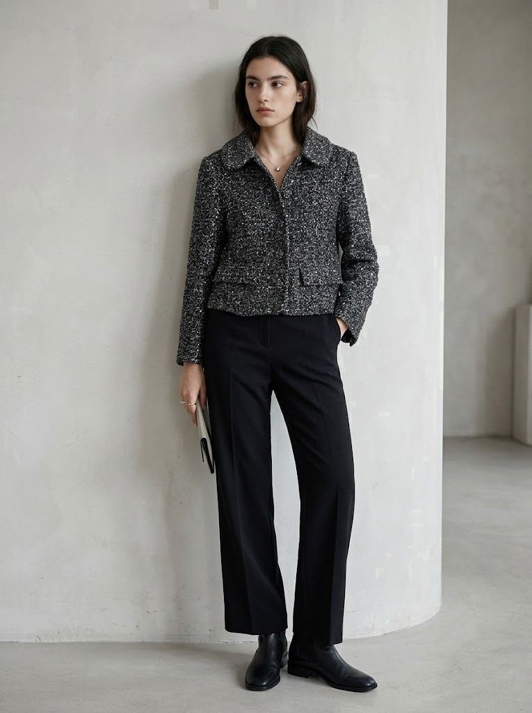 Wholesaler CIVICO 1 - Women's Bouclé Jacket with Sequins, Round Collar and Cropped Cut
