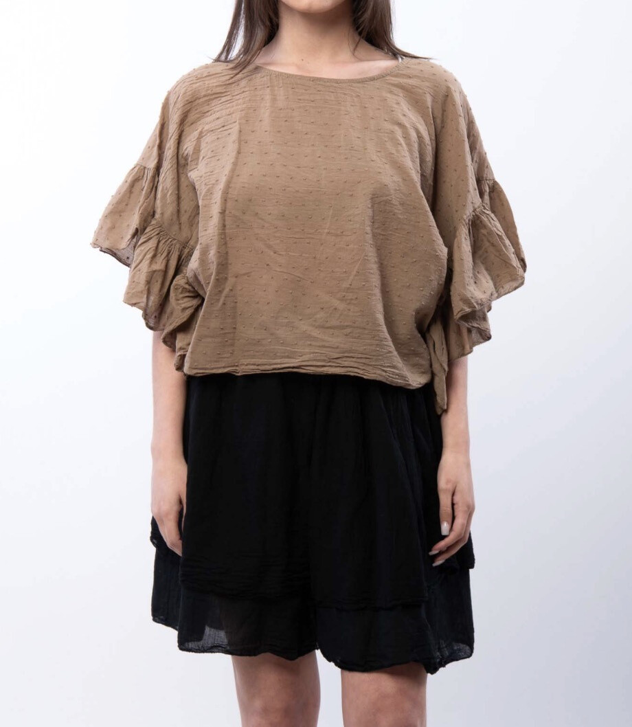 Mayorista CLASSE 22 - Camisa con moscas y mangas de textura