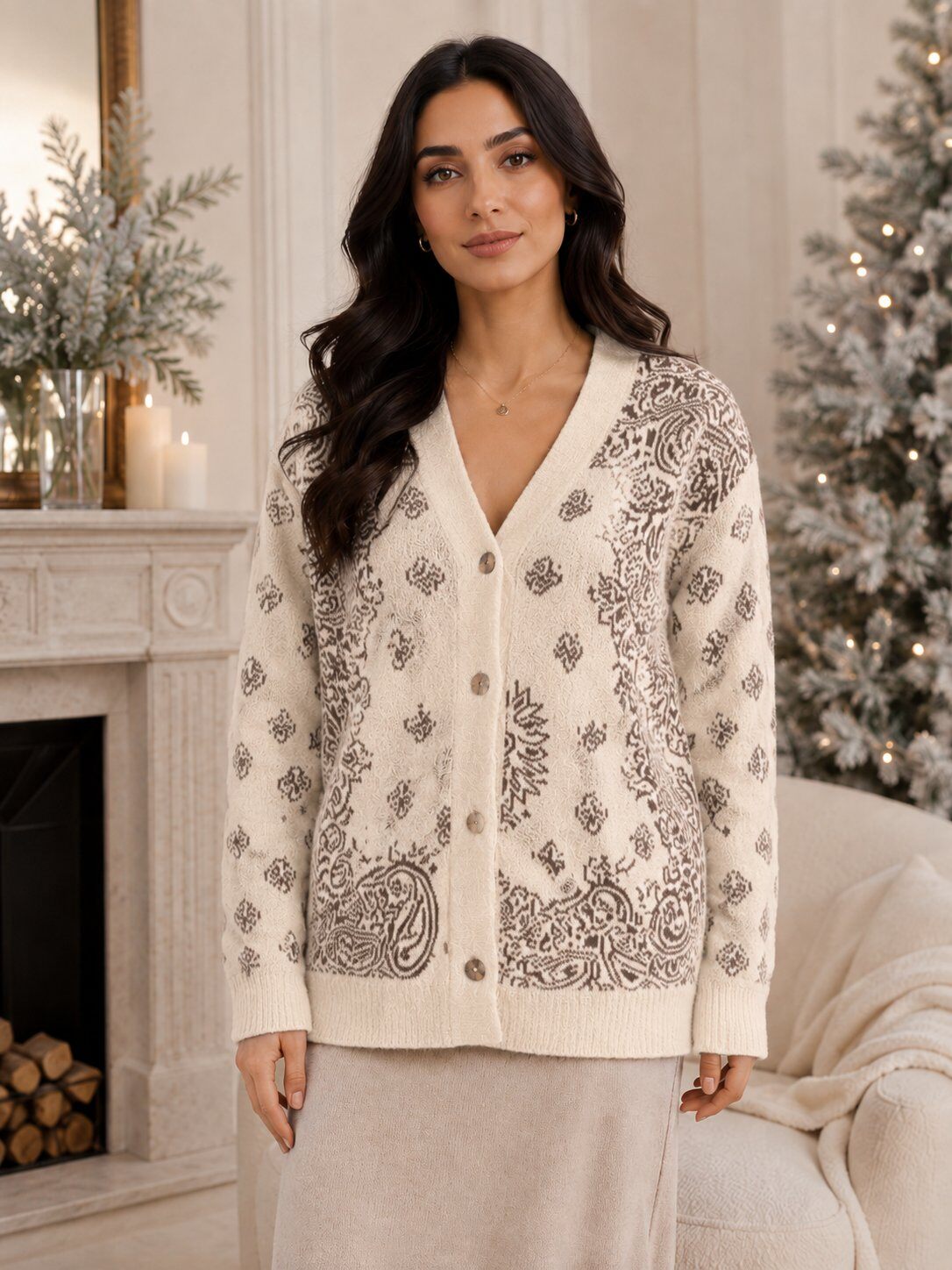 Grossista CLASSIC&CO - Cardigan aperto con motivo bandana